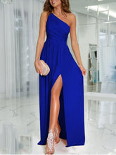 Spring One Shoulder Sleeveless Long Dress Summer Solid Loose Night Party Dress